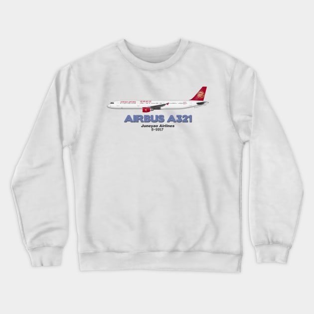 Airbus A321 - Juneyao Airlines Crewneck Sweatshirt by TheArtofFlying